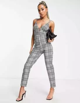 Клетчатый комбинезон с бретелями ASOS