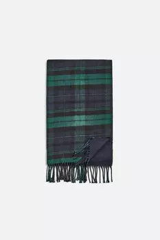 Клетчатый комбинированный шарф ZARA, синие чернила