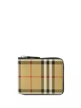 Клетчатый кошелек на молнии BURBERRY, коричневый