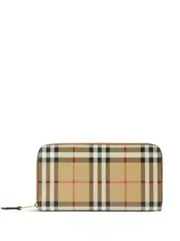 Клетчатый кошелек на молнии BURBERRY, коричневый