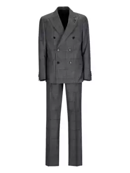 Клетчатый костюм с двубортным пиджаком Lardini, серый