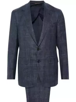Клетчатый костюм с однобортным пиджаком Canali, синий