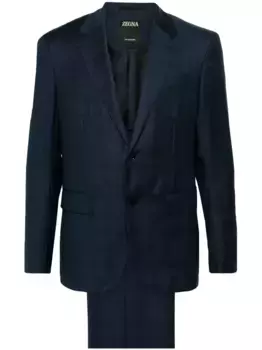 Клетчатый костюм с однобортным пиджаком Zegna, синий