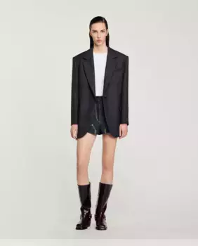 Клетчатый костюм Женская куртка Sandro, темно-серый