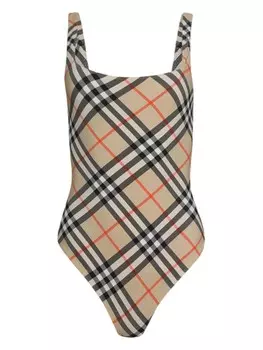 Клетчатый купальник Burberry, нейтральный цвет