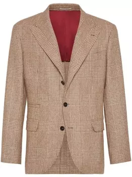 Клетчатый пиджак Brunello Cucinelli, коричневый