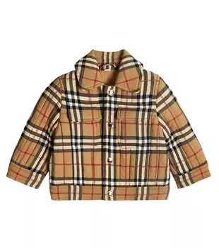 Клетчатый пиджак Burberry Kids, бежевый