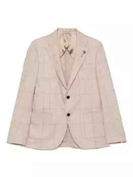Клетчатый пиджак на двух пуговицах Lardini, нейтральный