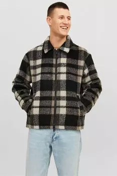 Клетчатый пиджак с начесом Jack & Jones, коричневый