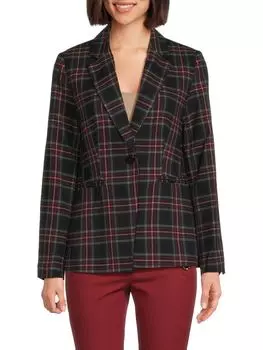 Клетчатый пиджак средней длины T Tahari, цвет Rich Carne