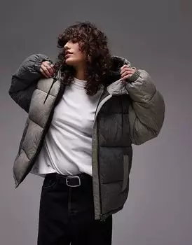 Клетчатый пуховик из нейлона в многоцветном исполнении Topshop