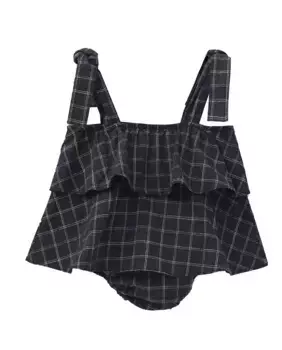 Клетчатый сарафан для девочки в два слоя Dadati, темно-серый