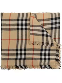 Клетчатый шарф Burberry, нейтральный цвет