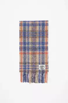Клетчатый шарф с бахромой Acne Studios, бежево-голубой