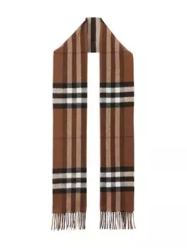 Клетчатый шарф с бахромой Burberry, коричневый