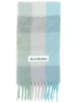 Клетчатый шарф с нашивкой-логотипом Acne Studios, серый