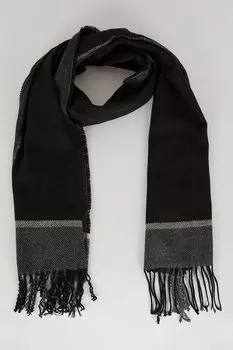 Клетчатый шарф с необработанным краем Defacto, черный