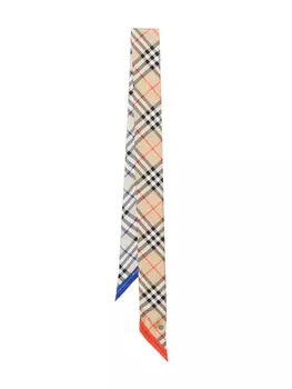Клетчатый шелковый шарф Burberry, коричневый