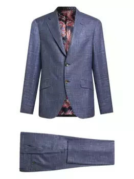 Клетчатый шерстяной костюм ETRO, синий