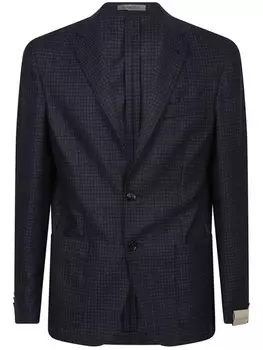 Клетчатый шерстяной пиджак Corneliani, синий