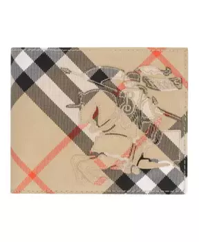 Клетчатый складной кошелек Burberry, бежевый