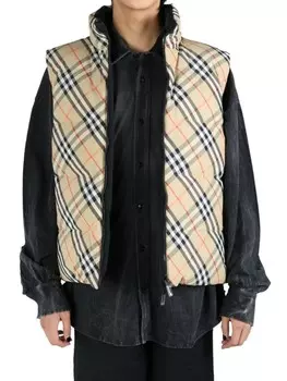 Клетчатый стеганый жилет Burberry, нейтральный цвет
