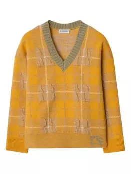Клетчатый свитер Burberry Kids, желтый