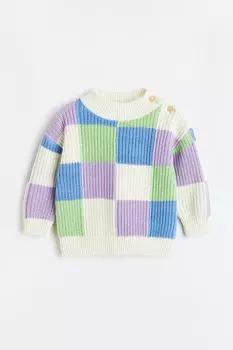 Клетчатый свитер H&amp;M, натуральный белый/клетка