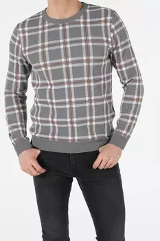 Клетчатый свитер с овальным вырезом Colin'S, серый