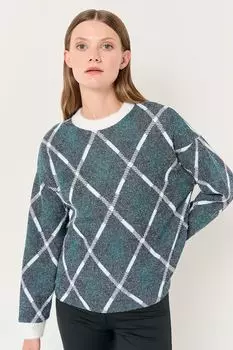Клетчатый свитер с овальным вырезом Jimmy Key, зеленый