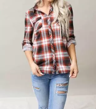 Клетчатый топ цвета ржавчины/слоновой кости/черного цвета Passport