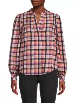 Клетчатый топ FRNCH с длинными рукавами felia, фиолетовый