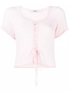 Клетчатый топ со шнуровкой b+ab, розовый