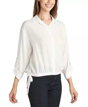 Клетчатый топ в тон с пуговицами спереди и завязками по бокам BCX, коричневый/бежевый