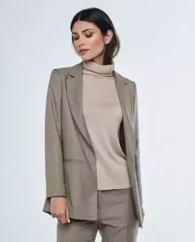 Клетчатый женский пиджак с прорезными передними карманами & Me Unlimited, коричневый