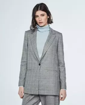 Клетчатый женский пиджак с прорезными передними карманами & Me Unlimited, серый