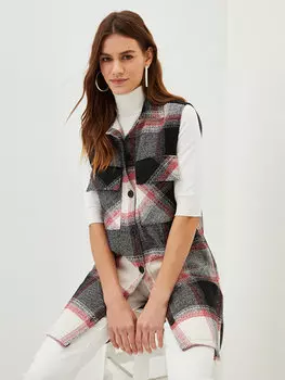 Клетчатый женский жилет с рубашечным воротником LCWAIKIKI Classic