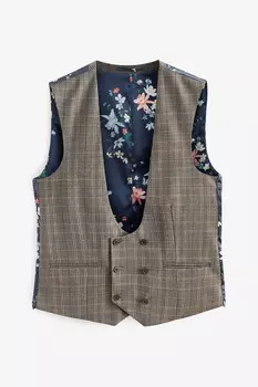 Клетчатый жилет Next, серо-коричневый (Размер 44 RU)