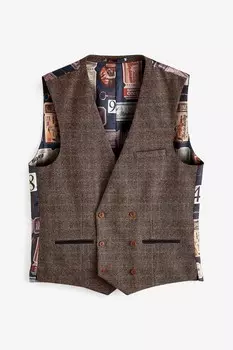 Клетчатый жилет от костюма Next, коричневый