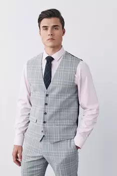 Клетчатый жилет от костюма Next, серый