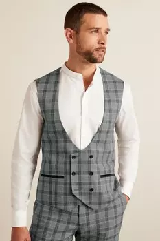Клетчатый жилет от костюма Next, серый