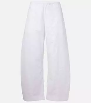 Клеверовые хлопковые поплиновые брюки с широкими штанинами Khaite, белый