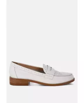 Клотильда Перфорированные Лоферы на Низком Каблуке Rag & Co, белый