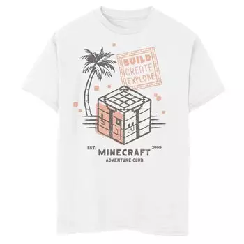 Клуб приключений Minecraft для мальчиков 8–20 лет Рассчитать. Футболка с графическим рисунком Build Create Explore Craft Table 2009 г. Licensed Character