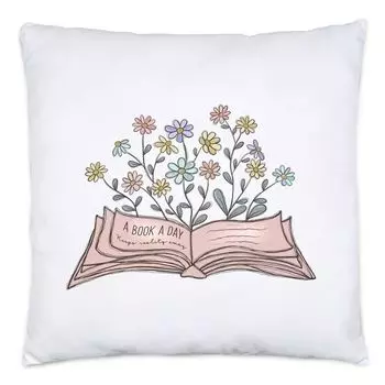 Книга в день избавляет от реальности подушку, включая начинку, книжного червя, книжного червя, идею подарка, книжного фаната Hey!Print