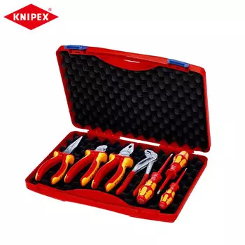 KNIPEX компактный набор инструментов из 7 предметов, набор для изоляции электрика, кусачки, плоскогубцы для водяного насоса, отвертка 00 21 15