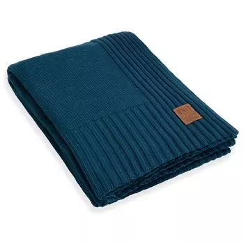 Knit Factory Uni Plaid XL — Бензин — 195x225 см, синий