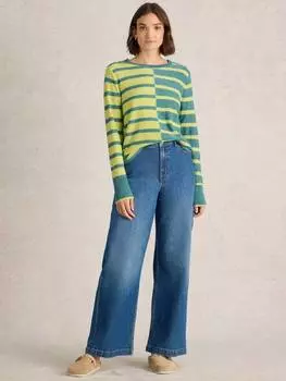 Кнопка эмма джемпер в полоску плеча White Stuff, синий/разноцветный