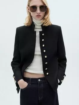 Кнопка оливер жемчужина куртка Mango, черный