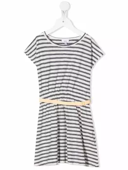 Knot полосатое платье-футболка с поясом, синий